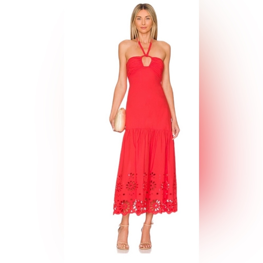 Karina Grimaldi Talia Embellished Maxi Dress in Red size small, like new
